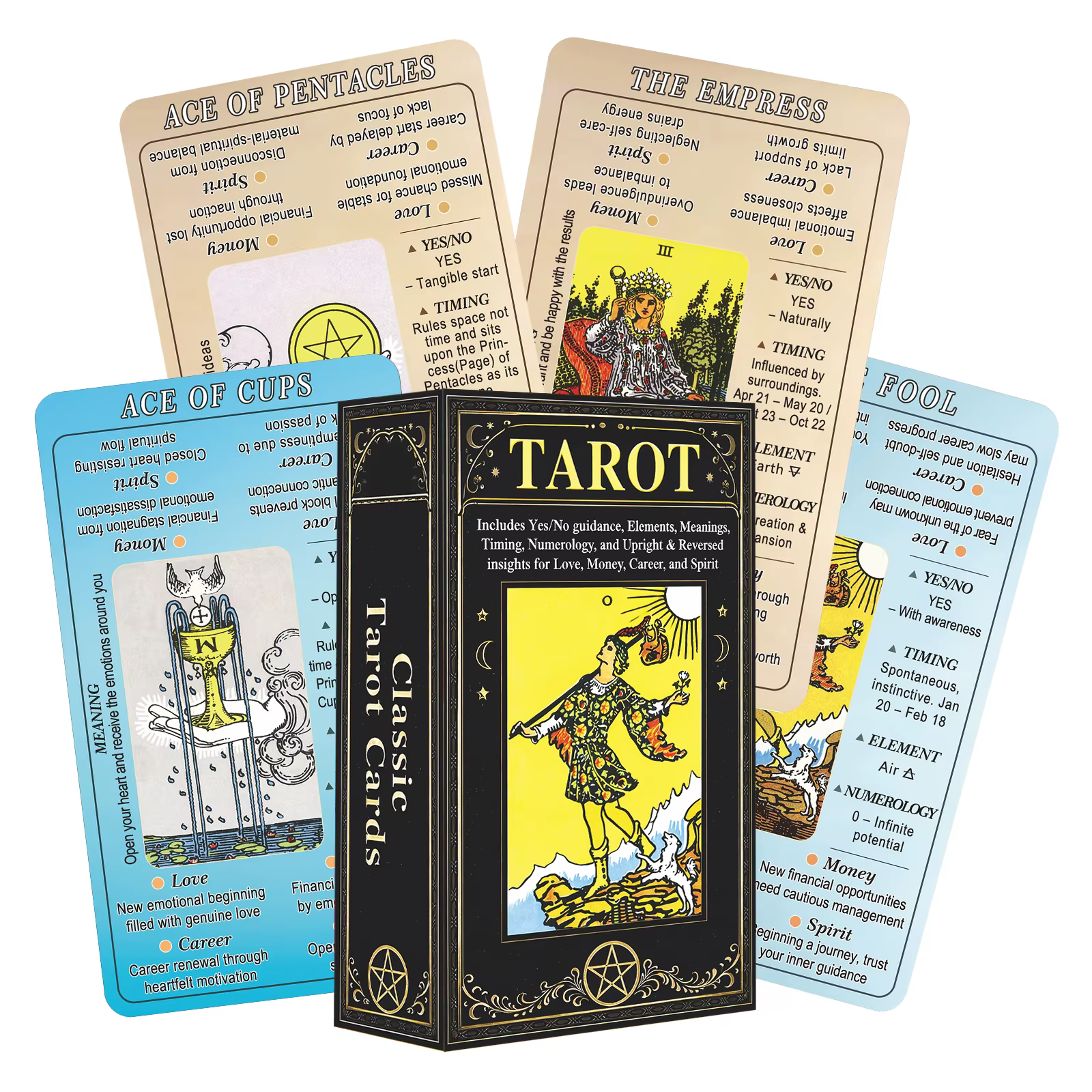 Jeu de tarot à mots-clés, 78 cartes avec interprétations par mots-clés, adapté aux débutants et aux
