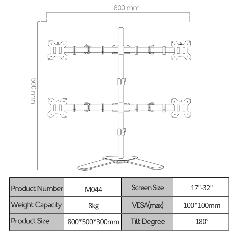Support de bureau pour double moniteur, support en acier robuste entièrement réglable, peut contenir