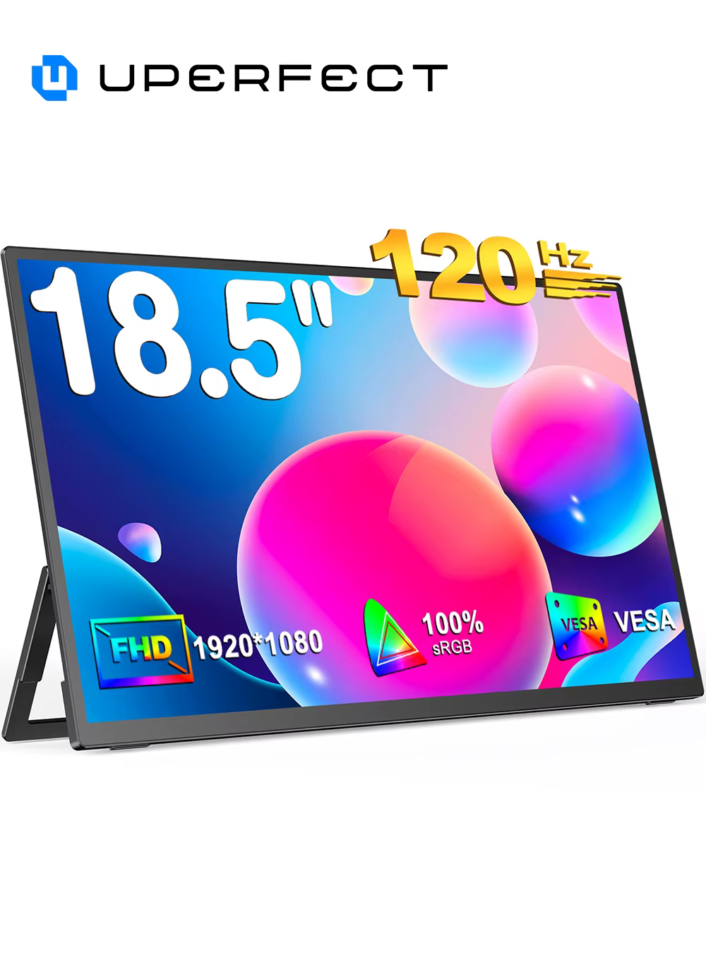 UPERFECT Moniteur LCD IPS de 18,5 pouces avec taux de rafraîchissement 120 Hz 1080p FHD HDR Portable