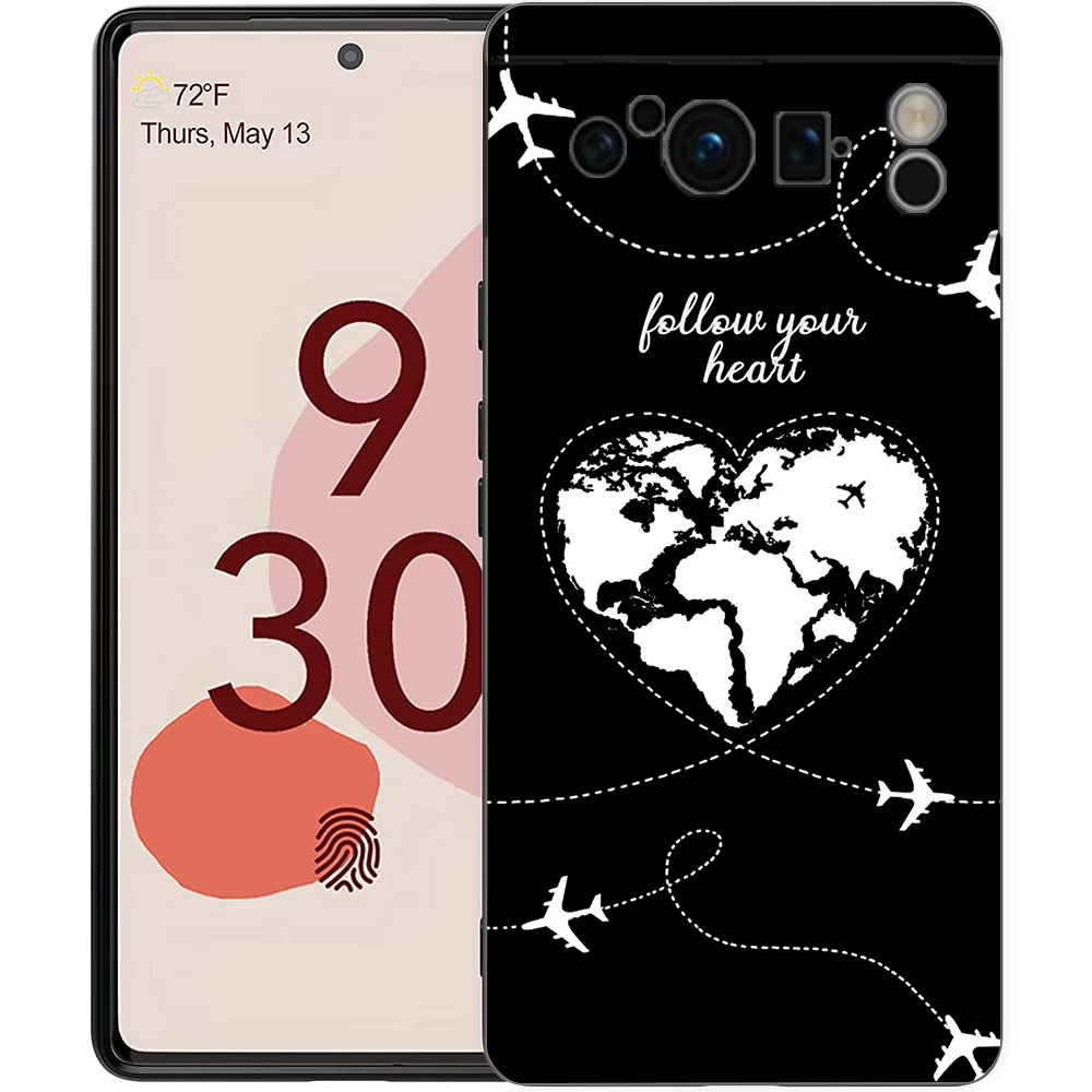 Coque de téléphone en Silicone noir antichoc, carte du monde de dessin animé, direction de paysage, 