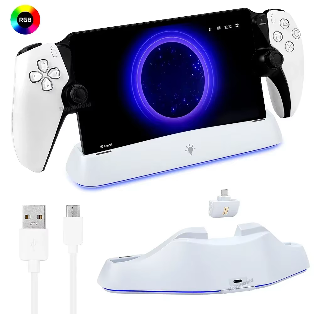 Station de charge avec lumières RGB, station de charge portable avec câble de charge pour PlayStatio