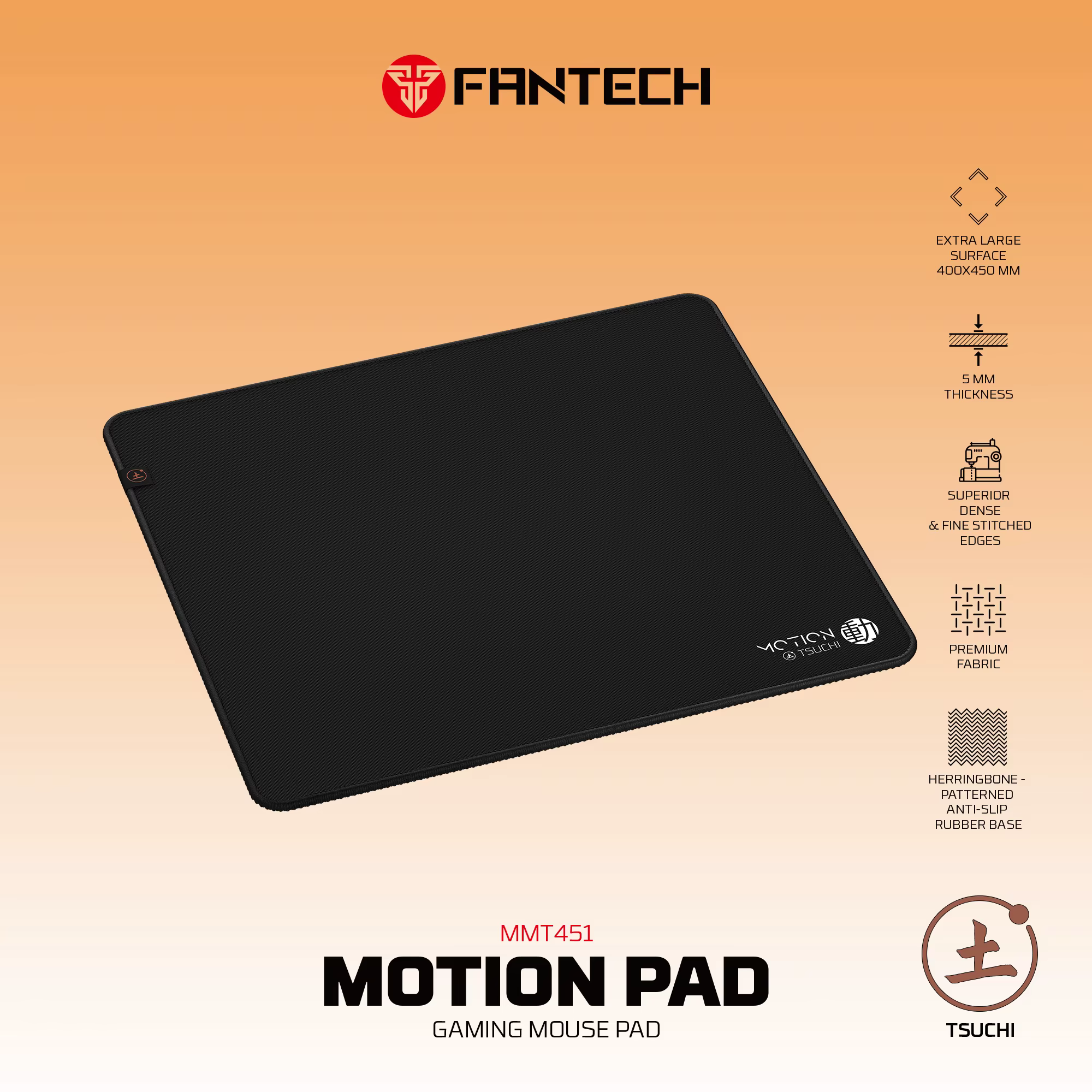 FANTECH MONTION PAD MMT451 tapis de souris de jeu 400x450x5mm contrôle neutre tapis de souris grande