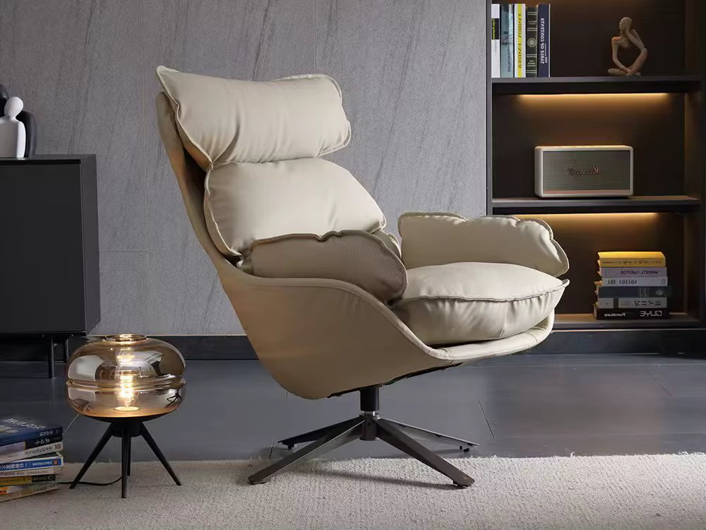 Fauteuil pivotant moderne et élégant avec coussin, structure métallique, dossier confortable, parfai