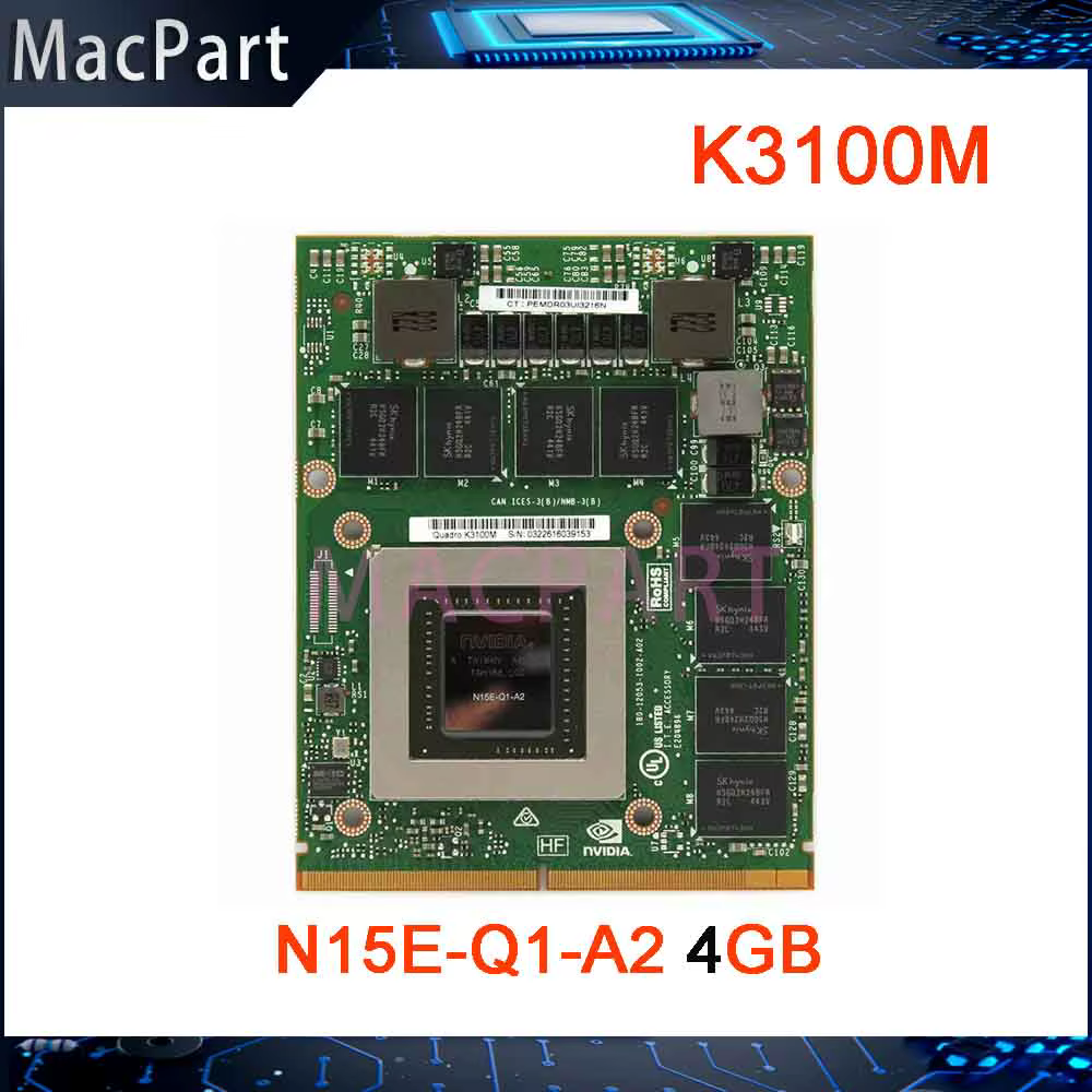 Carte graphique Quadro K3100 K3100M GDDR5 4GB N15E-Q1-A2 avec support en X pour Apple iMac A1312 27