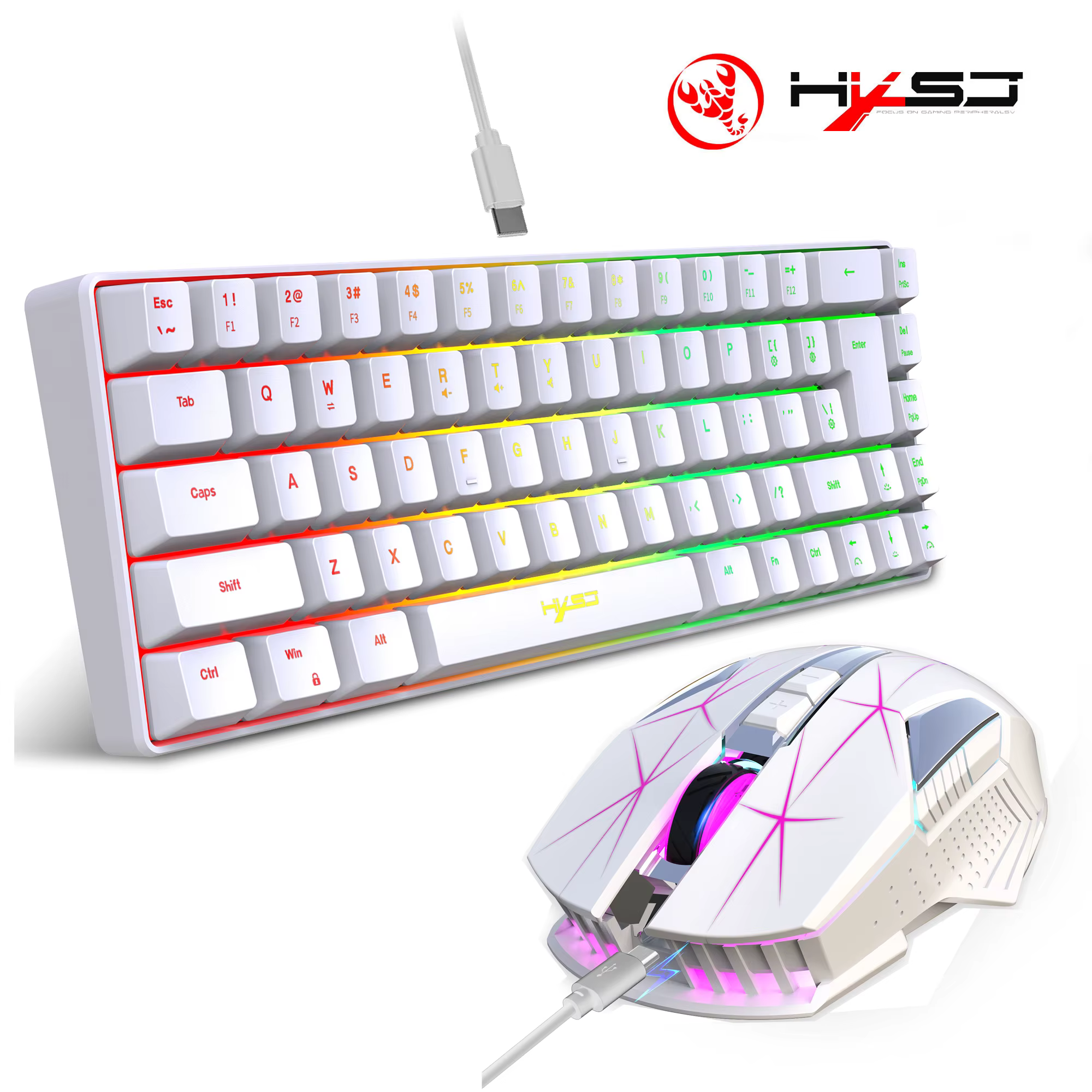 Kit clavier et souris de jeu à 68 touches, rétroéclairage rvb, portable, filaire, à membrane, sans f