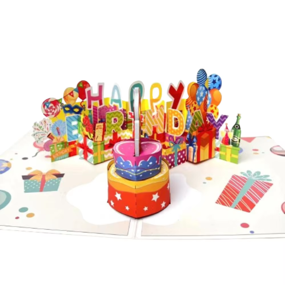 Carte de vœux musicale et lumineuse Joyeux Anniversaire avec effet bougie LED gonflable, carte 3D po