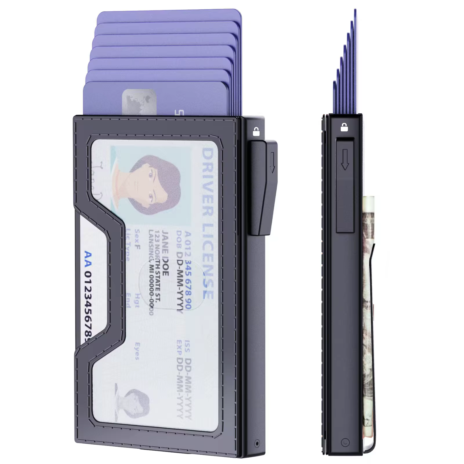 Porte-carte Pop-Up automatique à blocage RFID pour hommes, accès rapide, conception sécurisée, porte