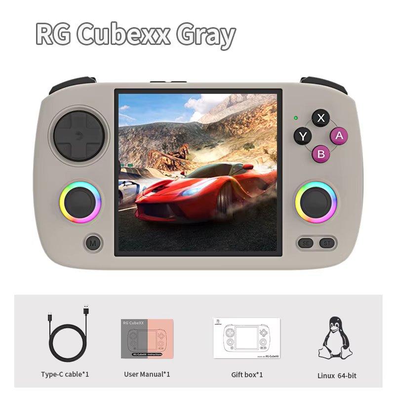 ANBERNIC RG CubeXX Console de jeu portable 3.95 "écran IPS RGCubeXX Linux WIFI Bluetooth rétro Conso
