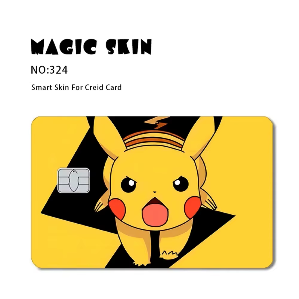 Autocollants mats pour cartes de crédit Anime Pikachu, jouets, dessins animés Pokémon Mewtwo Chariza