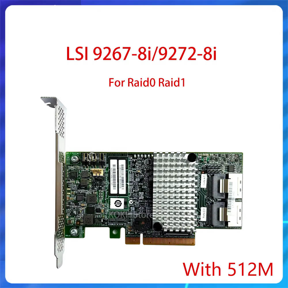 Original LSI MegaRAID SAS 9267-8i 9272-8i tableau intelligent 6GB avec 512M Cache carte contrôleur L
