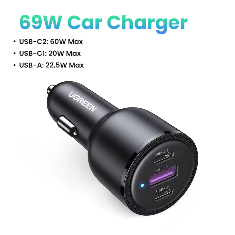 UGREEN 130W USB C chargeur de voiture pour Xiaomi iPhone 17 Samsung Galaxy S25 ordinateurs portables