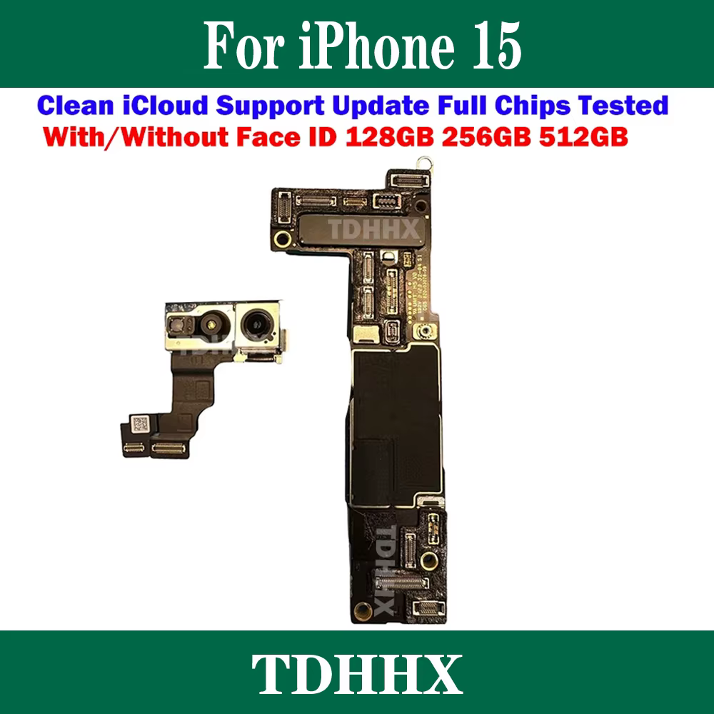 Carte mère authentique double SIM pour iPhone 15 256 Go/128 Go, fonctionnelle avec Face ID, iCloud d