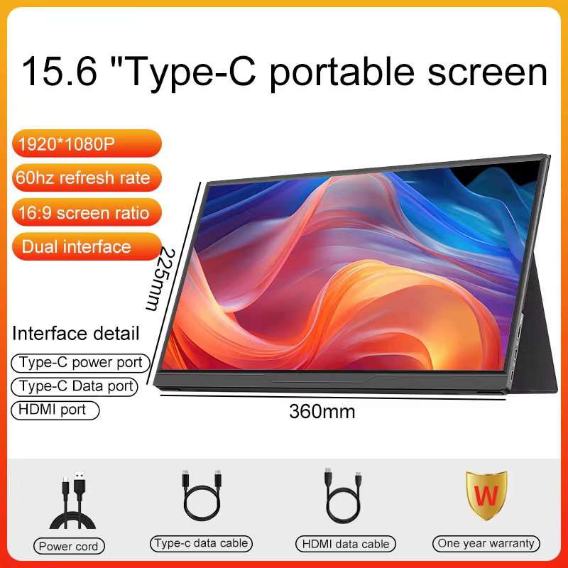 Moniteur portable 15,6 pouces FHD 1080P 120HZ avec HDMI USB IPS, deuxième écran externe pour PC, ord