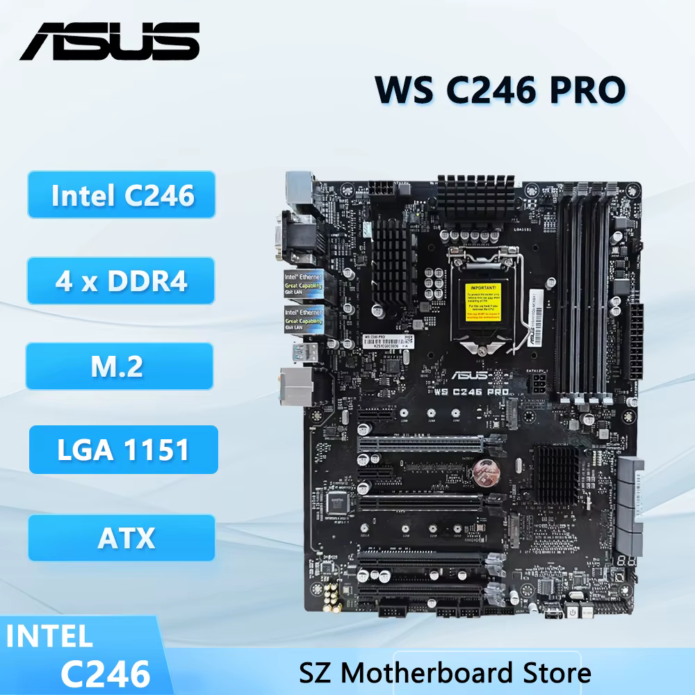 Carte Mère ASUS WS C246 PRO ATX Intel C246 LGA 1151 Supporte les Processeurs I3/i5/i7/i9 8700K 9900K