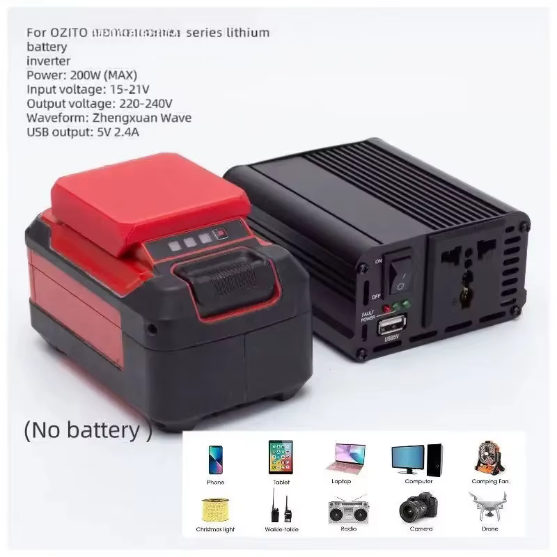 Onduleur de centrale électrique Portable pour Ozito, sortie 18V à 220V/240V AC, chargeur USB pour la