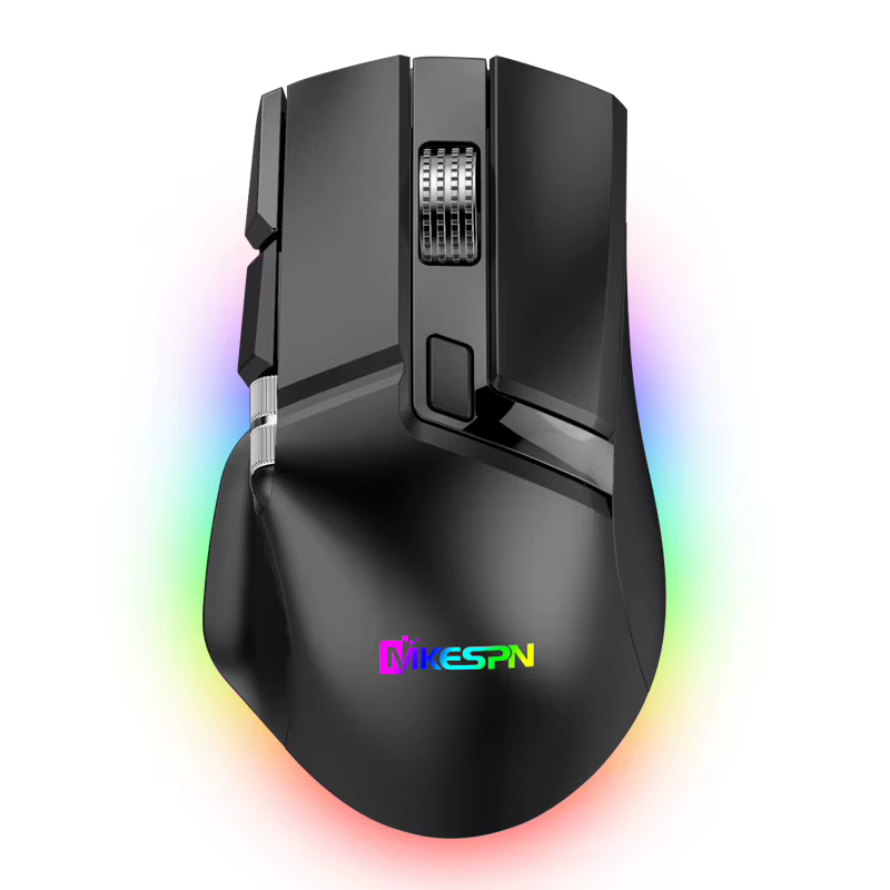Souris de jeu sans fil + Bluetooth + filaire avec molette latérale, rechargeable, fonction macro, ad