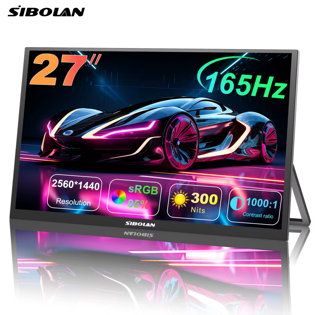 SIBOLAN 27 pouces 165Hz moniteur Portable 2K 2560*1440P IPS écran de jeu avec Port USB C HDMI pour P