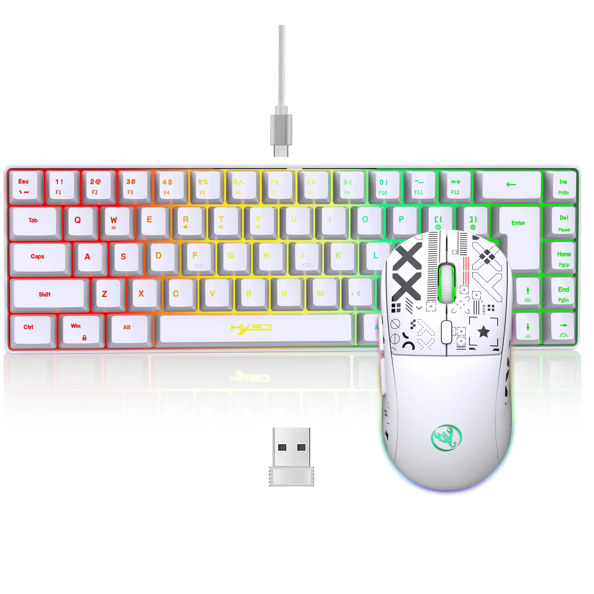 60% jeu clavier et souris combo ensemble gamer blanc clavier combo ordinateur filaire claviers souri