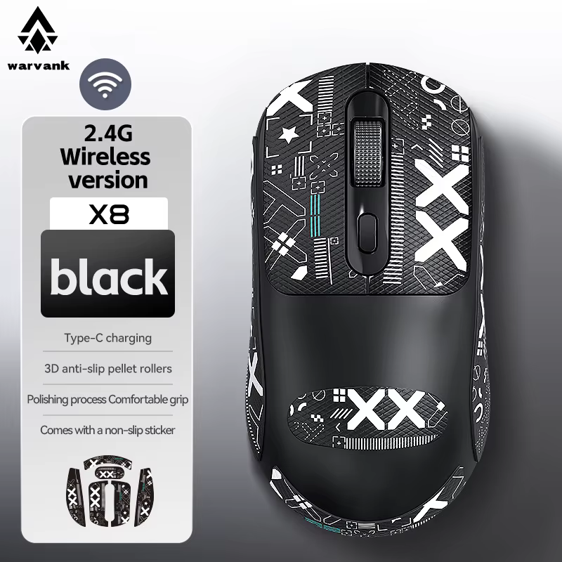 Warvank X8 souris de jeu sans fil 500 mAh TYPE-C souris de bureau Rechargeable adaptée aux ordinateu