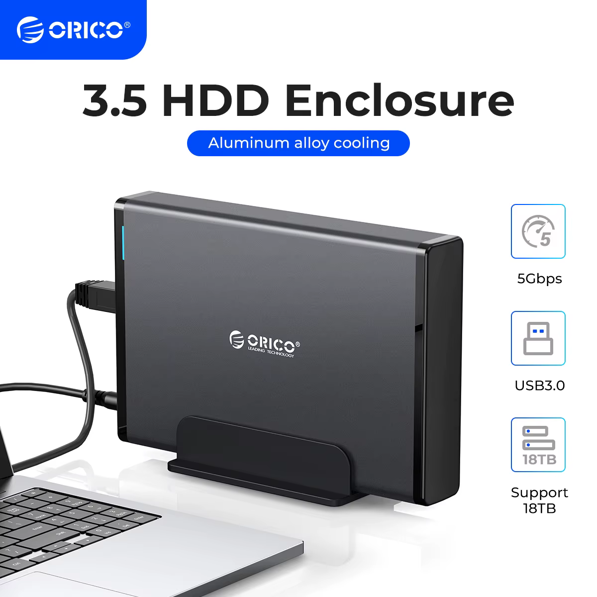 ORICO 3.5 ''boîtier de disque dur SATA vers USB 3.0 adaptateur boîtier de disque dur externe pour 2.