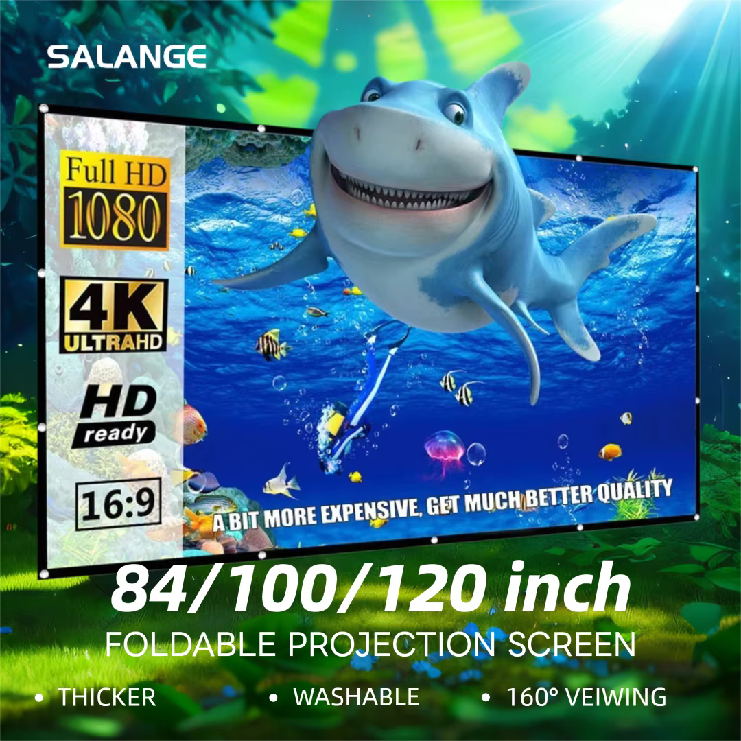 Salange ecran projection écran de projection Portable et pliable, 100 pouces, 120 pouces, 150 pouces