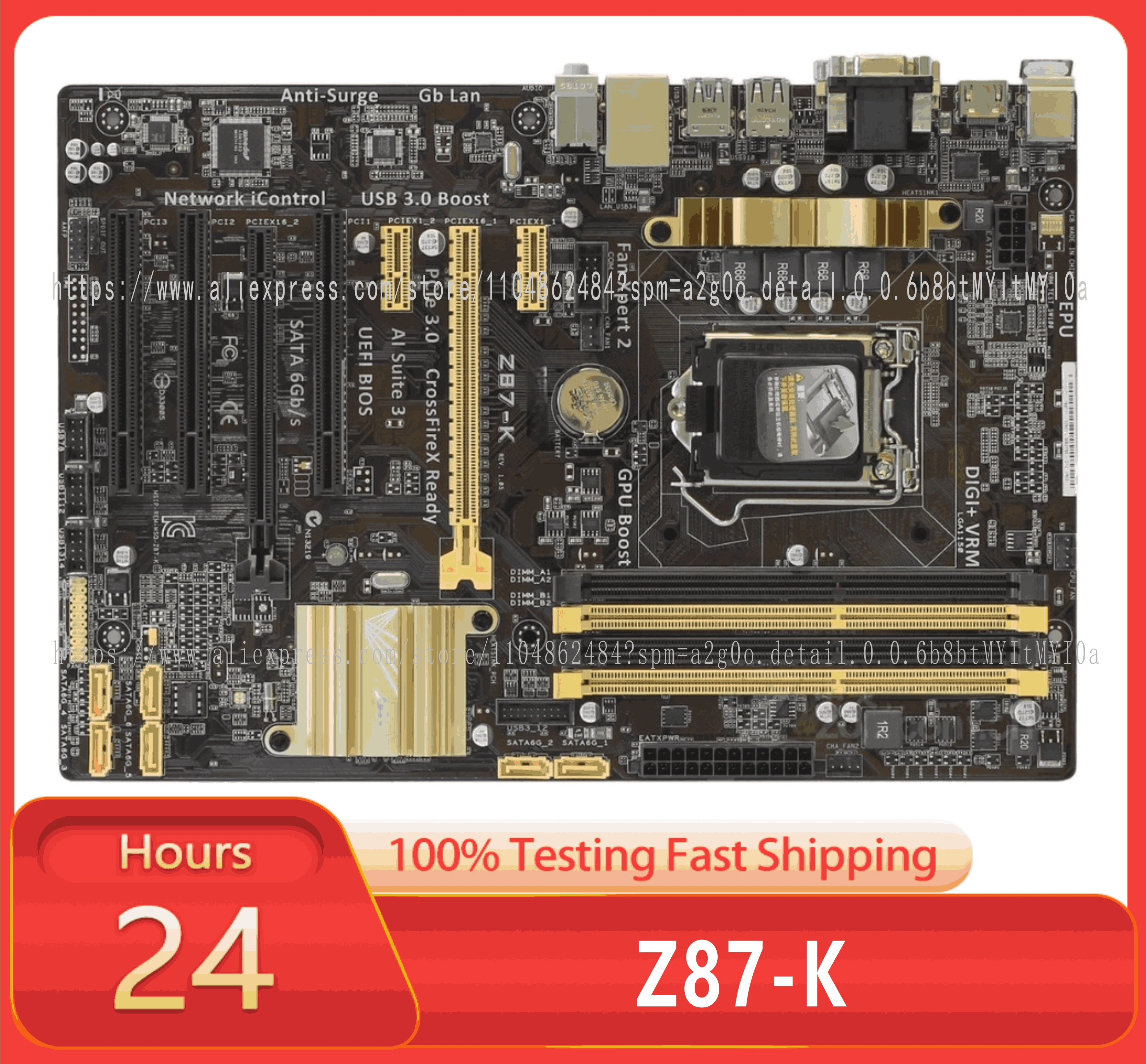 Carte mère Z87-K slot LGA 1150 i7 i5 i3 DDR3 32G SATA3 USB3.0 ATX, 100% testée, type ok