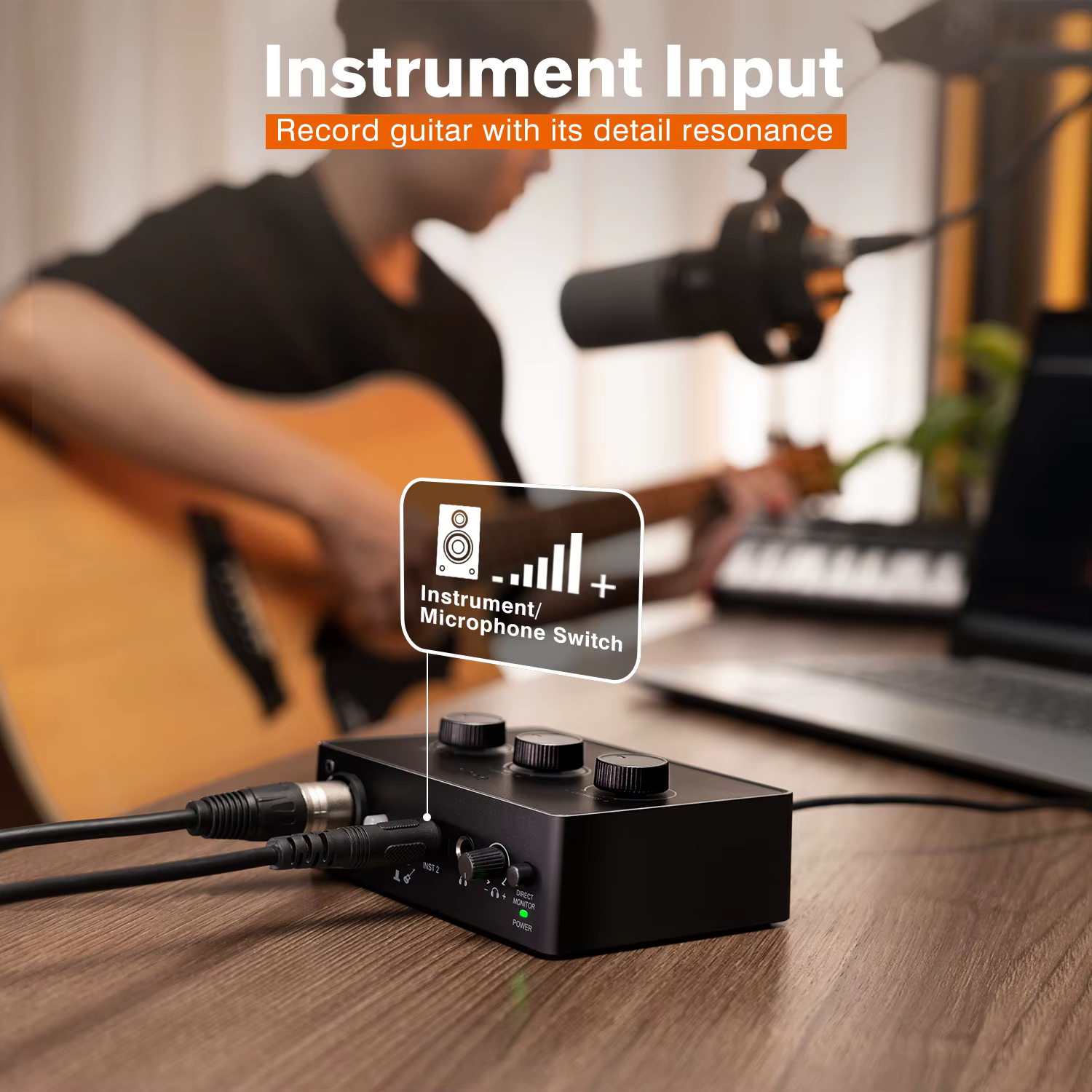 FIFINE Mélangeur de son pour microphone à condensateur avec bouton de gain, interface audio avec ali
