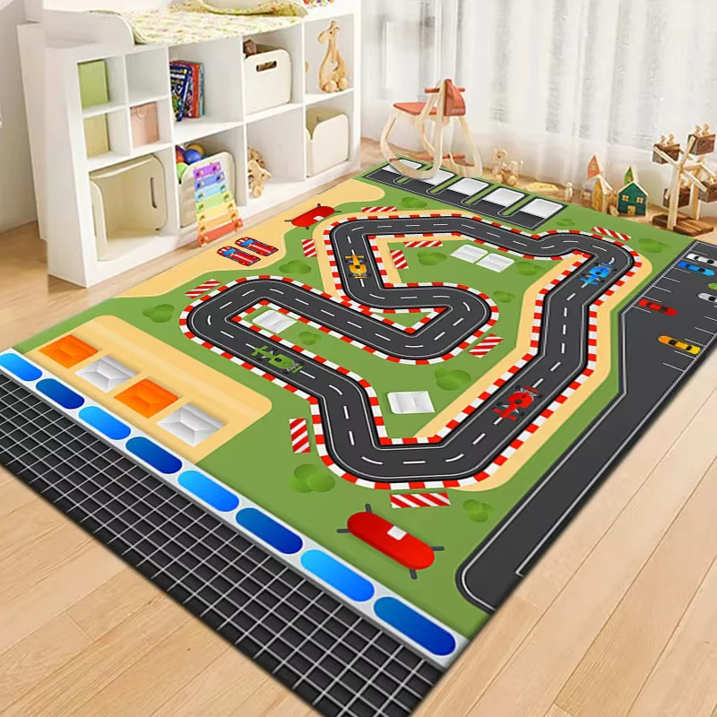 Tapis de jeu coloré pour enfants avec carte de ville, tapis de jeu éducatif pour chambre d'enfant, t
