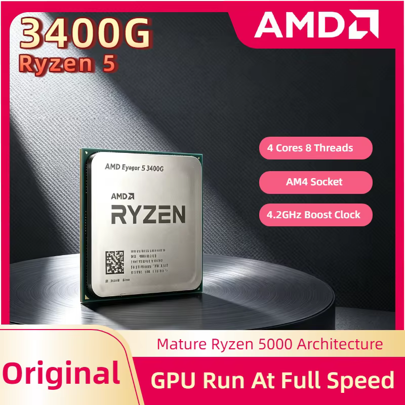 Processeur AMD Ryzen 5 3400G AM4 4 cœurs 8 threads APU 3,7 GHz jusqu'à 4,2 GHz Vega 11 IGPU 65 W pou