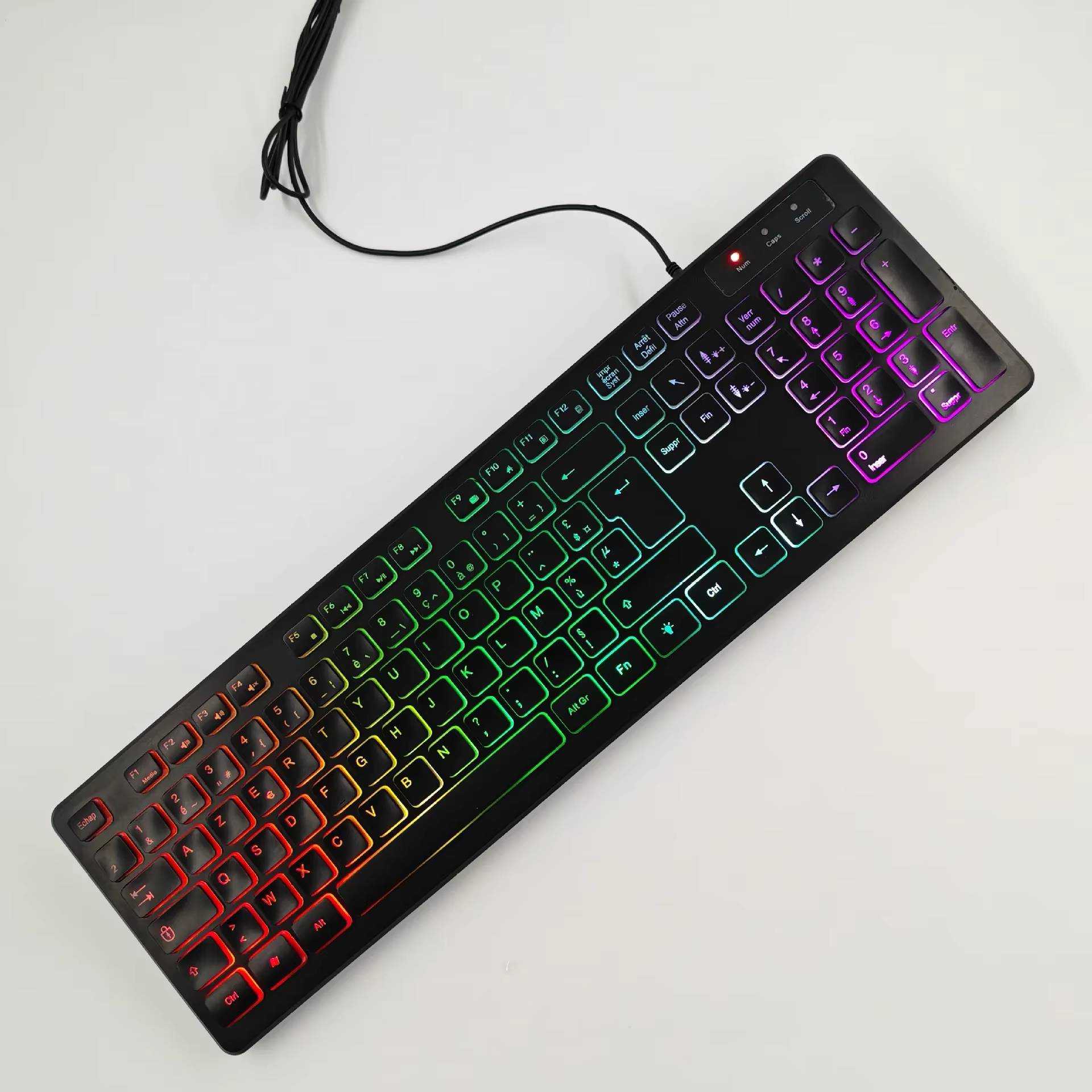 Clavier de jeu pour ordinateur, rétroéclairage RGB, silencieux, filaire, USB, bureau, maison, russe,