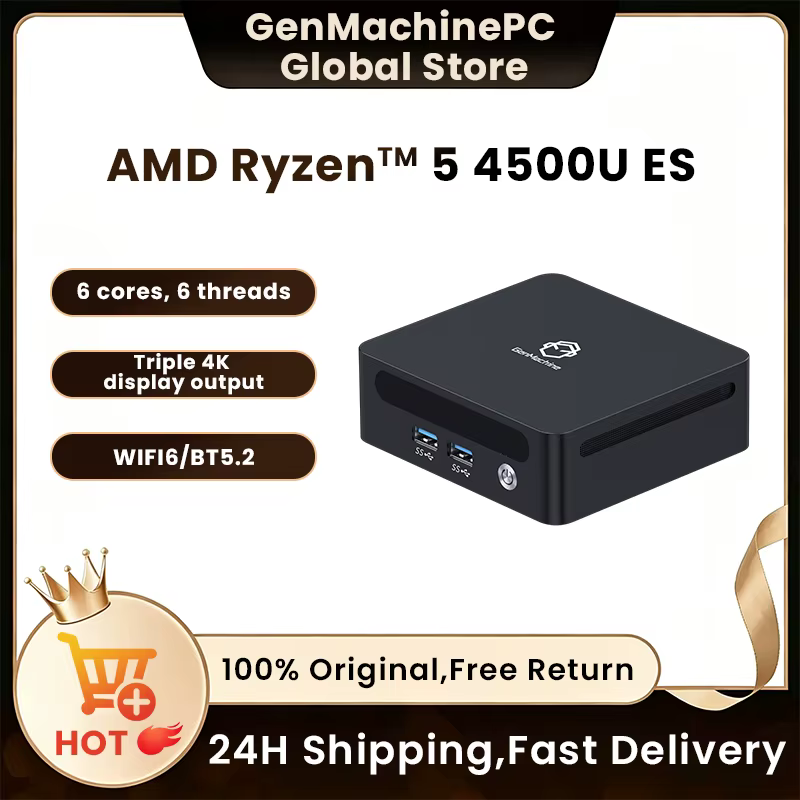 Mini PC Gamer Genmachine AMD Ryzen 4500U 4600H 4700U 4800H ES avec Windows 11 Ryzen, 8 cœurs/16 thre