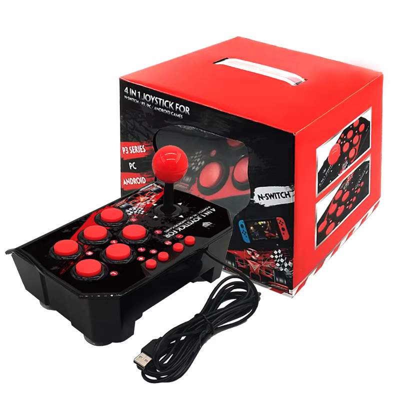 GAMINJA – Joystick de jeu 4 en 1, avec câble USB de 3M, Console de jeux TURBO, Station d'arcade à ba