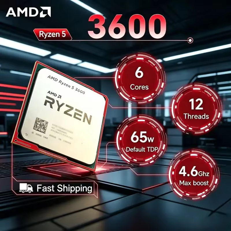 Processeur de jeu stable AMD Ryzen 5 3600 Socket AM4 6 cœurs 12 threads 4,4 GHz débloqué, fourni san