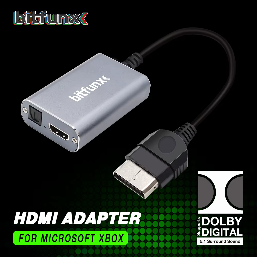 Bitfunx HDMI ™ Adaptateur pour consoles de jeu rétro classiques XBOX, câble HD, accepte le son Sur