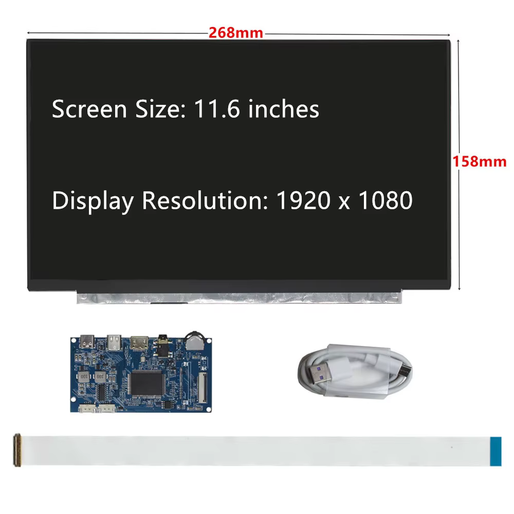 Écran LCD de 11.6 pouces, 1920x1080, carte de contrôleur compatible type-c/HDMI, moniteur portable p