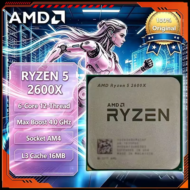Processeur de bureau gaming AMD Ryzen 5 2600X 6 cœurs 12 threads 4,2 GHz Socket AM4 (version Tray)