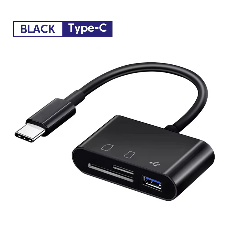 Adaptateur de carte mémoire 3 en 1 type-c vers SD/TF/USB, lecteur de carte SD, lecteur de carte USB