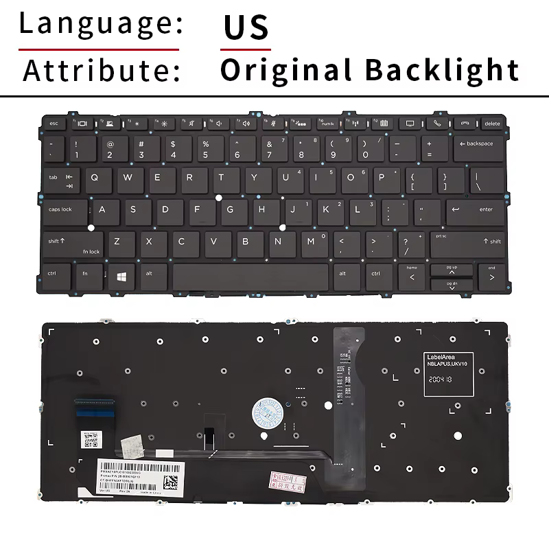 Nouveau clavier rétro-éclairé pour ordinateur portable russe américain pour HP EliteBook x360 1030 G