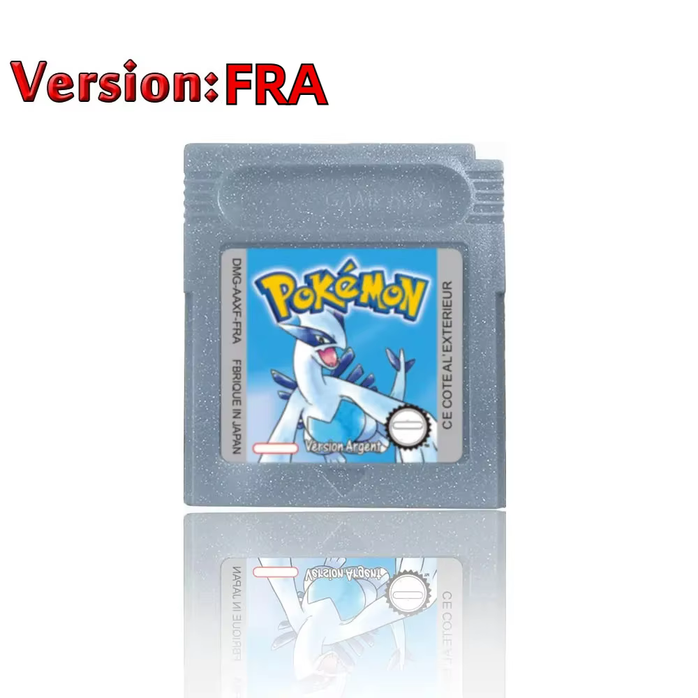 Cartouche de jeu vidéo Pokemon rouge bleu cristal doré vert argent jaune GBC, cartouche de jeu vidéo