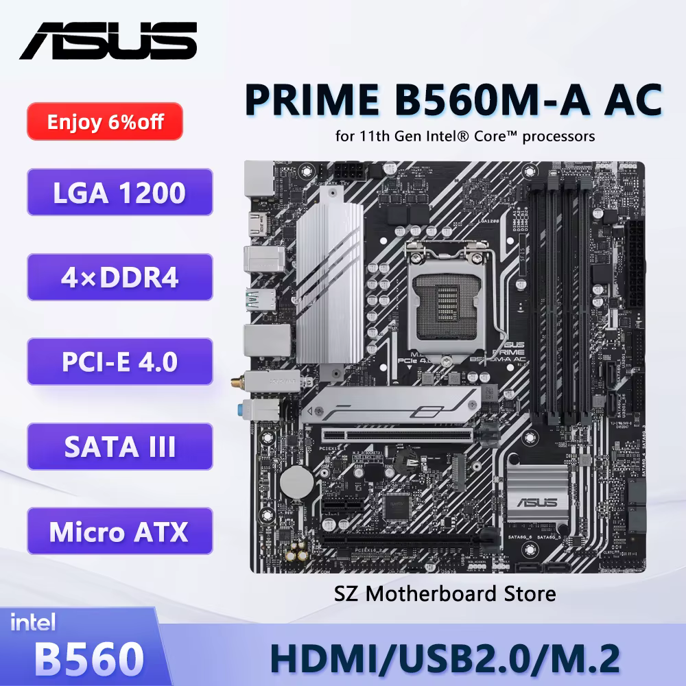 ASUS PRIME B560M-A AC B560 carte mère mémoire ram DDR4 CPU prise en charge LGA 1200 i5-10400 i7-1070