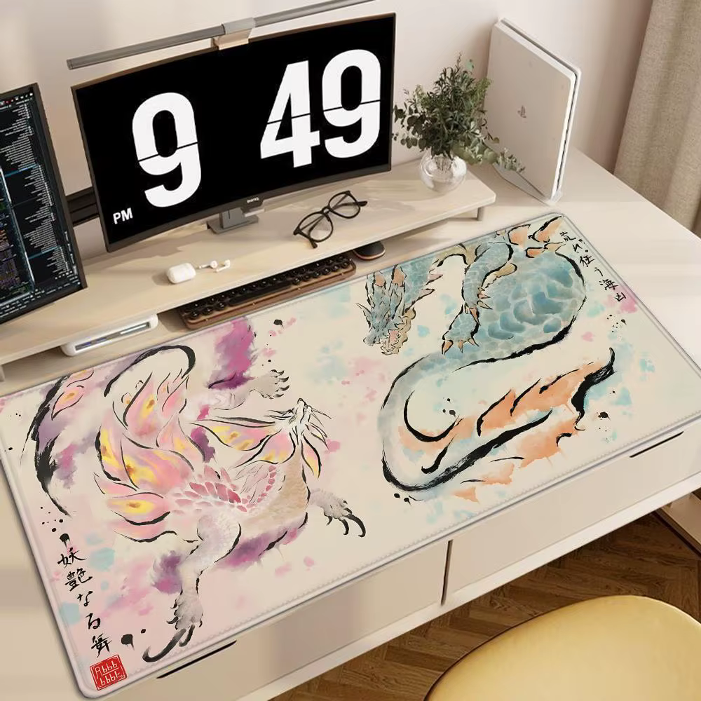 Tapis de souris de jeu Monster Hunter Wildlands Tapetes de Mesa Teclado, Borracha Kawaii, Tapete de
