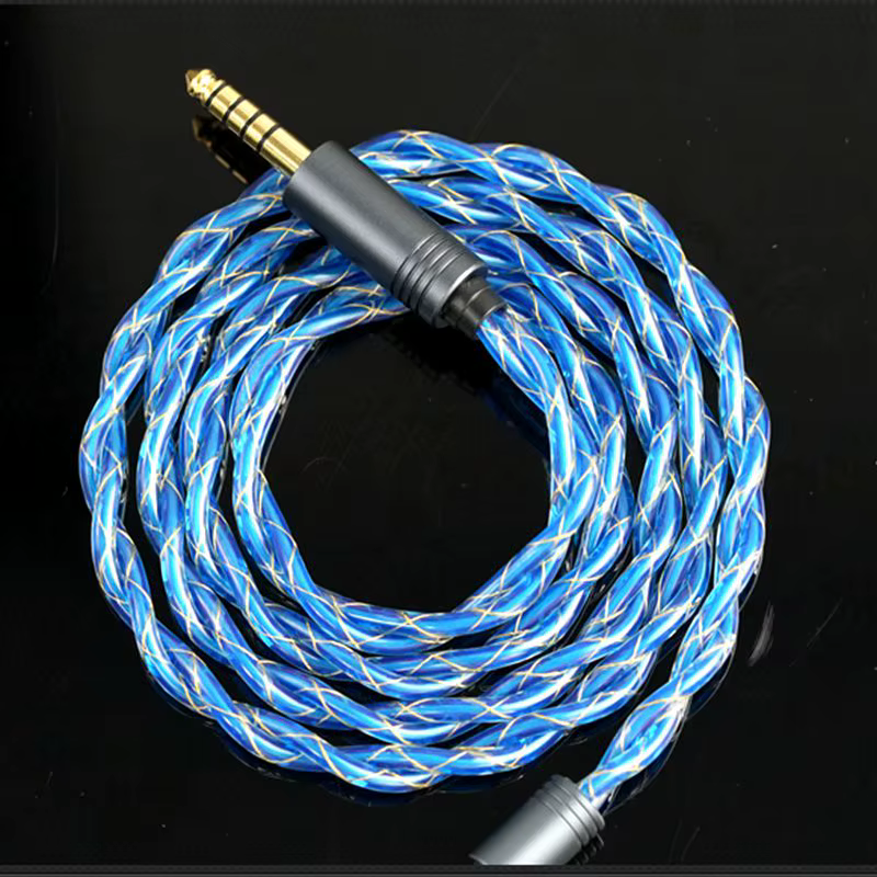 XINHS S32 câble d'écouteurs HIFI plaqué argent en cuivre monocristallin ange bleu à 2 cœurs