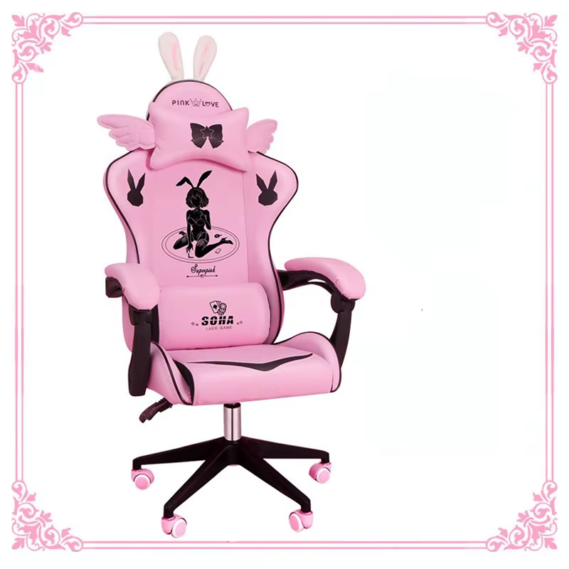 Chaise de jeu rose de haute qualité pour filles, chaise de Gamer en direct pour la maison, chaise pi