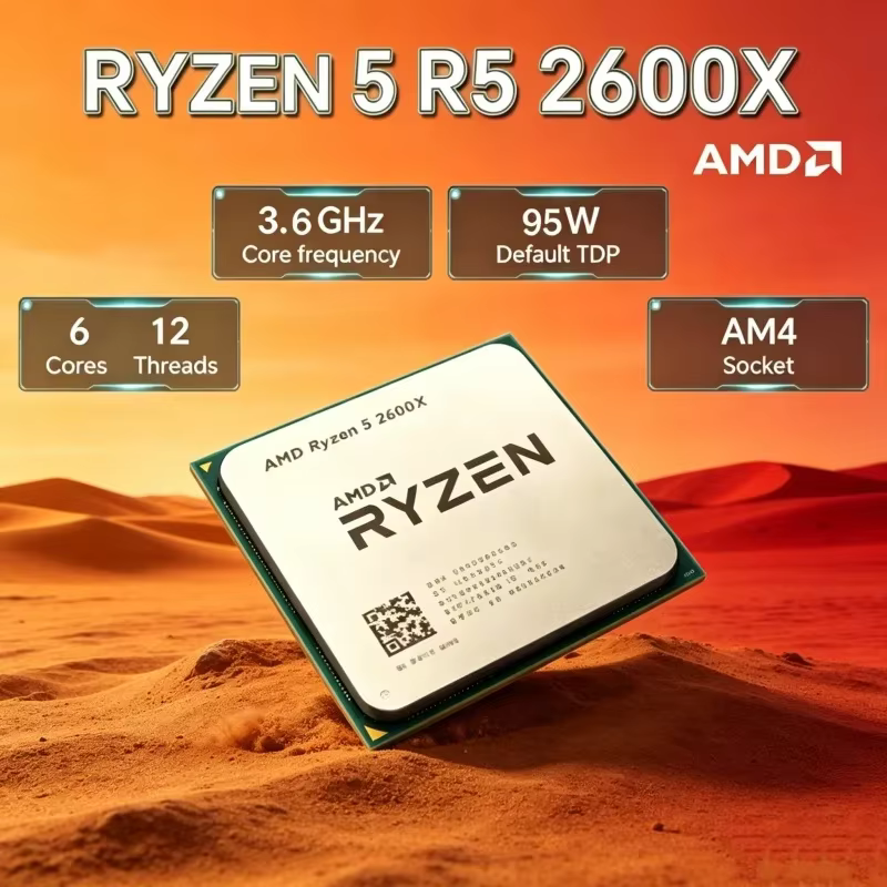 Processeur de bureau gaming AMD Halcyon Ryzen 5 R5 2600X 6 cœurs 12 threads 3,6 GHz 95 W LGA AM4 non