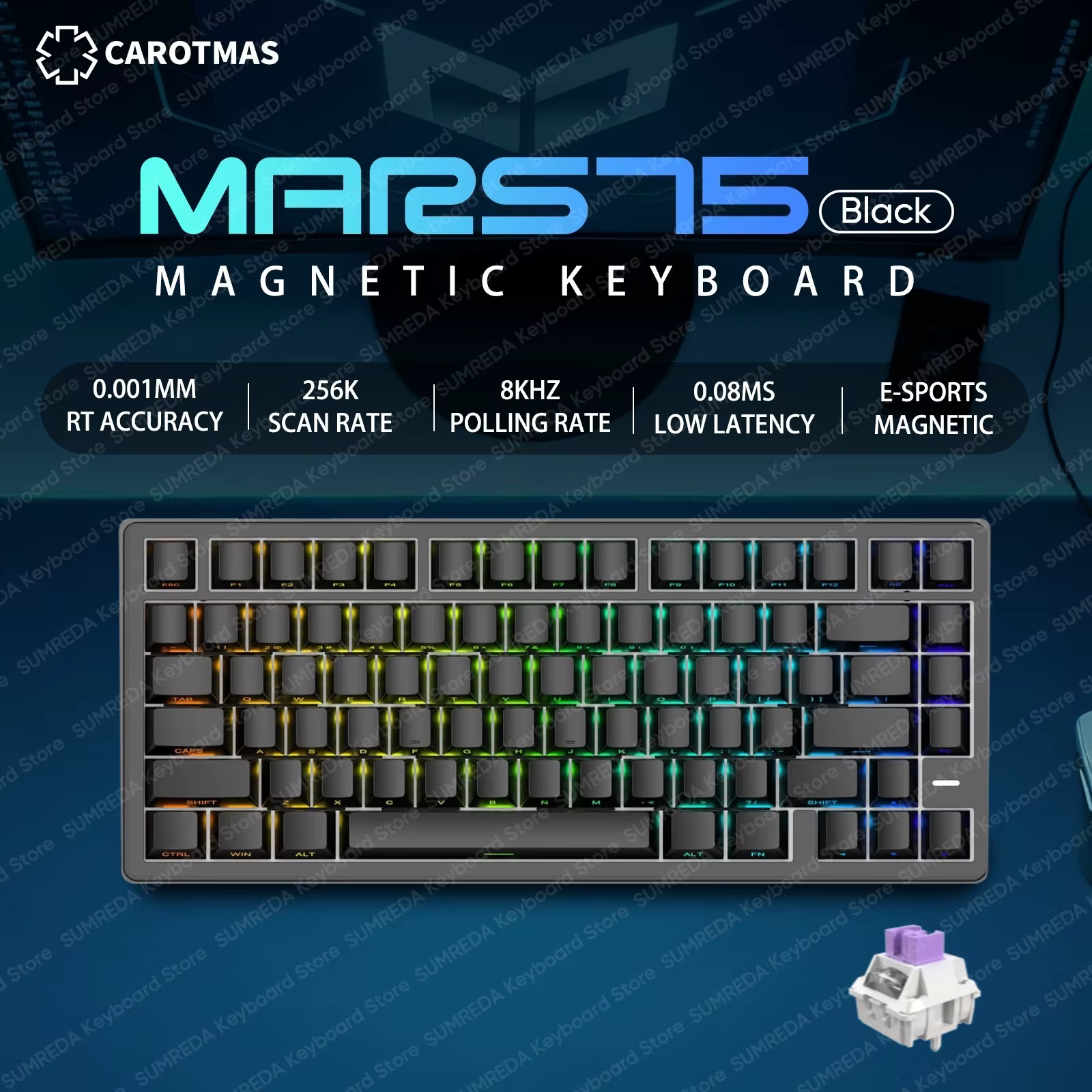 Clavier mécanique magnétique Carotmas MARS75 Mars75 PRO, disposition 75 %, RT0.001mm, 8K, latence 0.