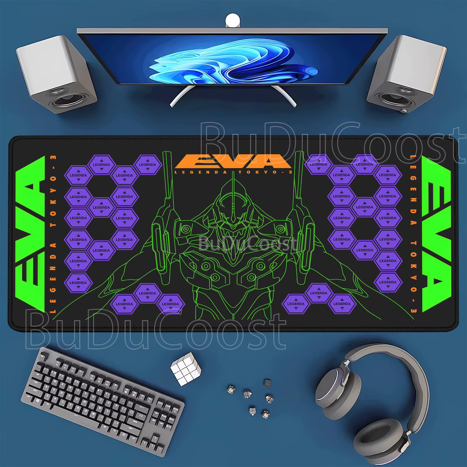 Grand tapis de souris E-E-Evangelione, tapis de bureau XXL, accessoires de bureau, tapis de jeu pour