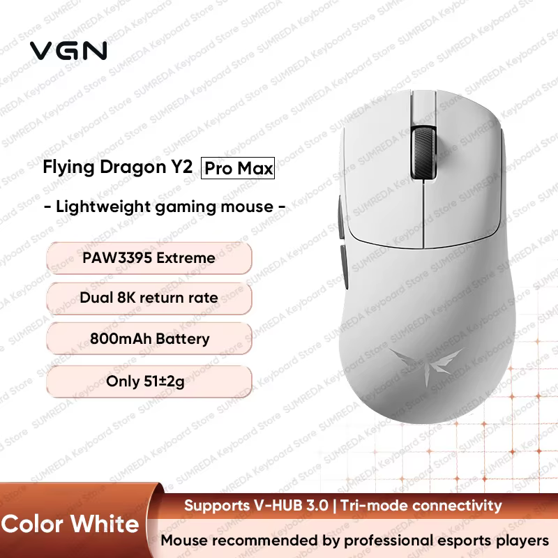 Nouveau souris de jeu VGN Flying Dragon Y2Master édition Pro Max PAW3395 PAW3950 8K BT 2.4G souris d