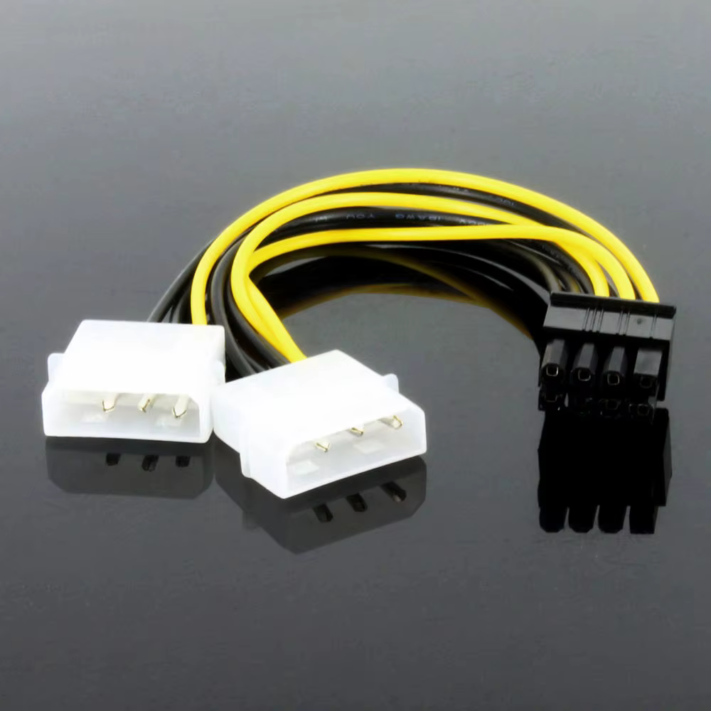 Câble d'alimentation pour carte graphique Molex, 8 broches mâle vers double 4 broches mâle, 8 broche