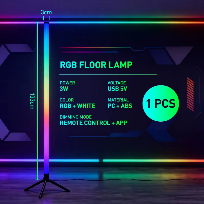 Lampe d'ambiance LED RGB pour jeux vidéo avec télécommande et application, lampe de table pour burea
