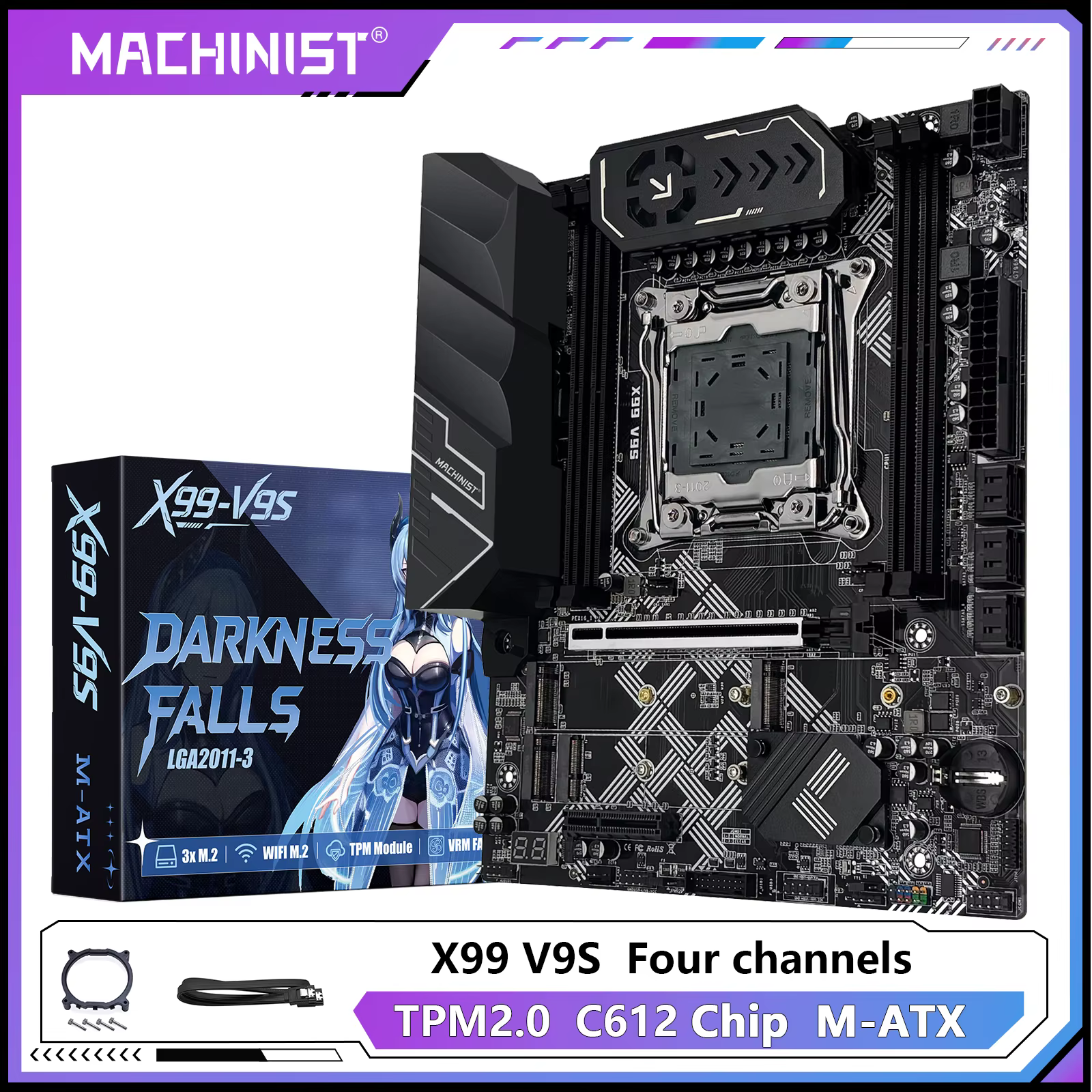 MACHINIST X99 V9S carte mère prise en charge TPM2.0 LGA 2011-3 Xeon E5 cpu DDR4 RAM C612 puce avec 3
